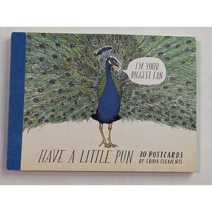 Chronicle Books Have a Little Pun Postcards Frida Clements Blue Excellent 30ct